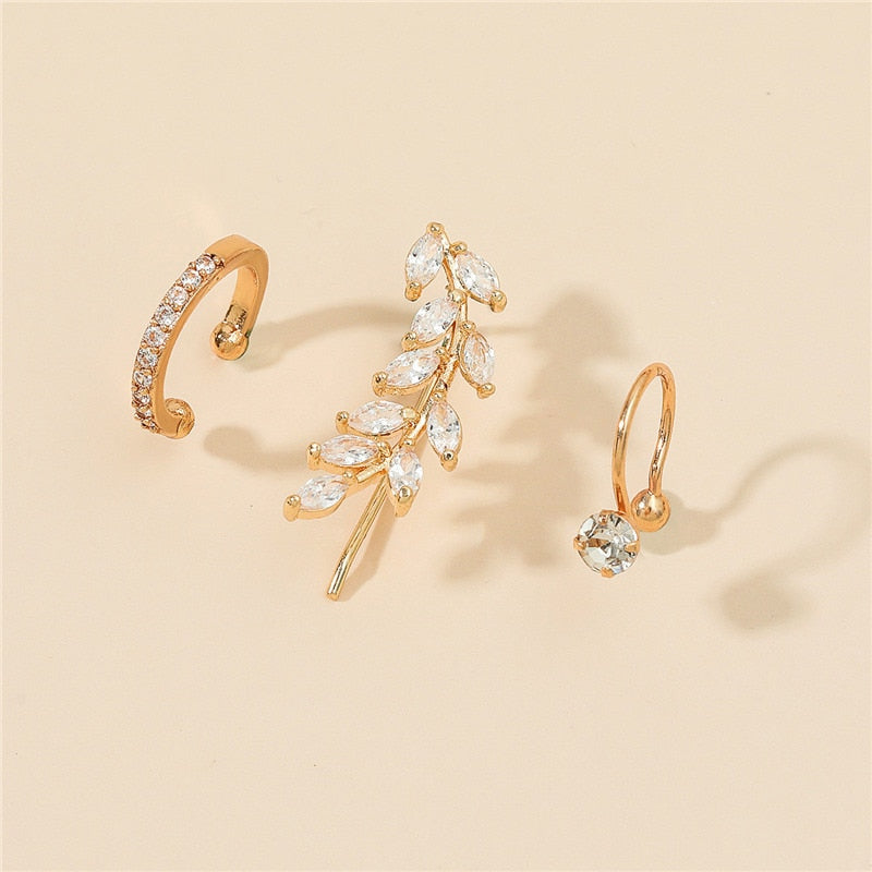Boucles d'Oreilles Clip Cristal Plante — Style Tendance
