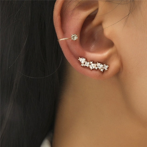Boucles d'Oreilles Clip Cristal Plante — Style Tendance