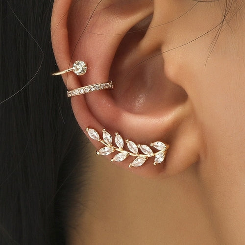 Boucles d'Oreilles Clip Cristal Plante — Style Tendance