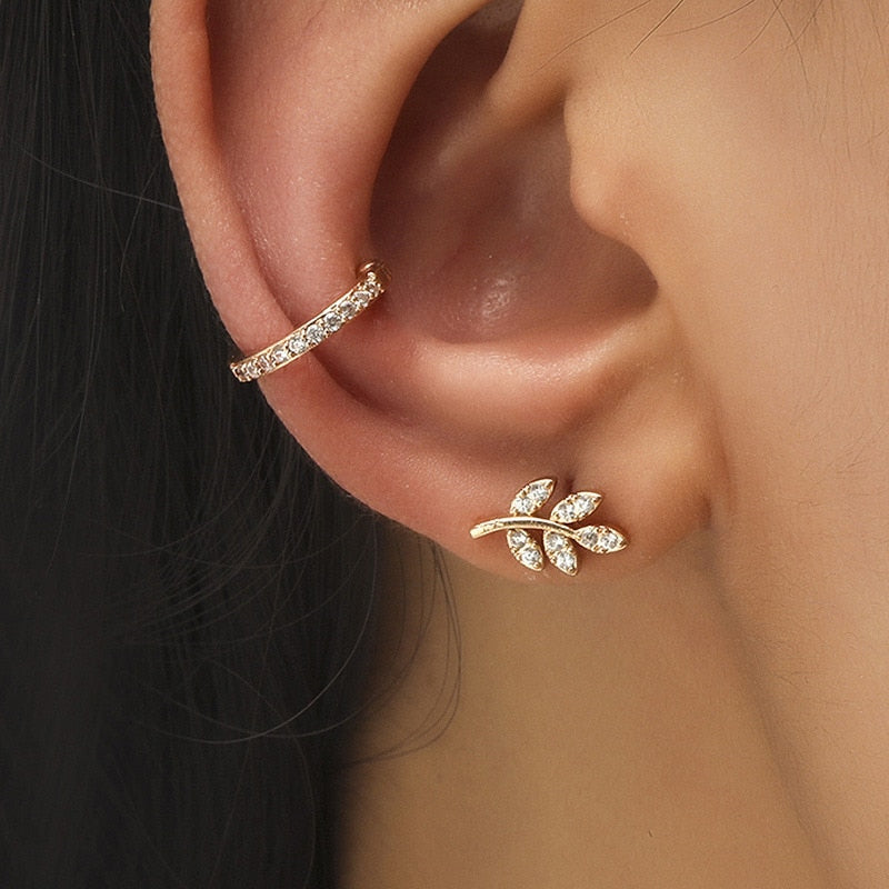Boucles d'Oreilles Clip Cristal Plante — Style Tendance