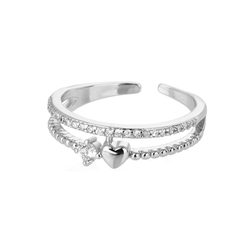 Bague Cœur Zircon Double — Collection Mariage & Fiançailles