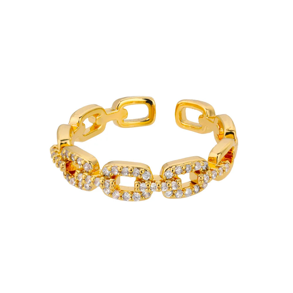 Bague Maillon Torsadé Zircon — Acier Inoxydable