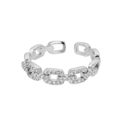 Bague Maillon Torsadé Zircon — Acier Inoxydable