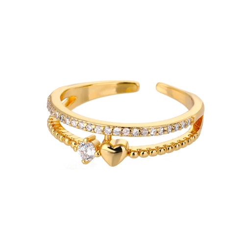 Bague Cœur Zircon Double — Collection Mariage & Fiançailles