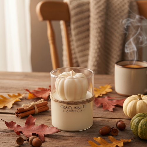 Bougie Citrouille Artisanale en Pot de Verre — Cire de Soja & Parfum Personnalisé