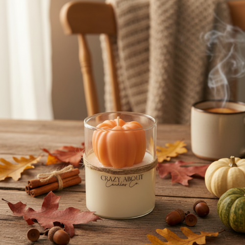 Bougie Citrouille Artisanale en Pot de Verre — Cire de Soja & Parfum Personnalisé