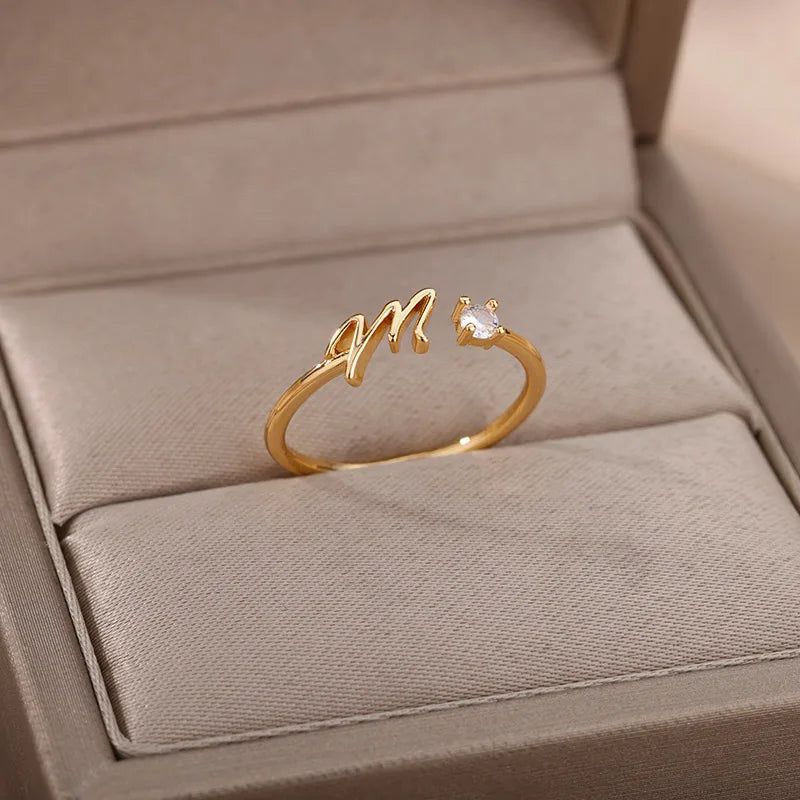 Bague Initiale A-Z — Personnalisée Acier Inoxydable