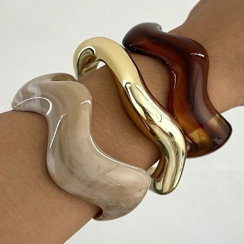 Lot de 3 bracelets manchettes ondulés