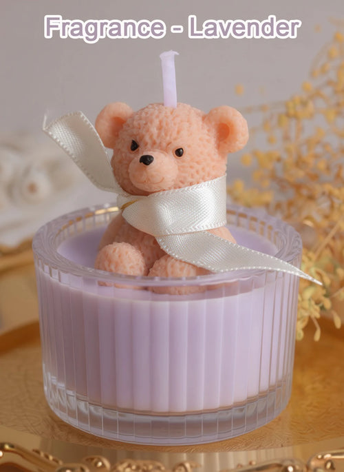 Bougie Ourson Teddy Bear — Cire de Soja, Pot en Verre & Parfum Envoûtant