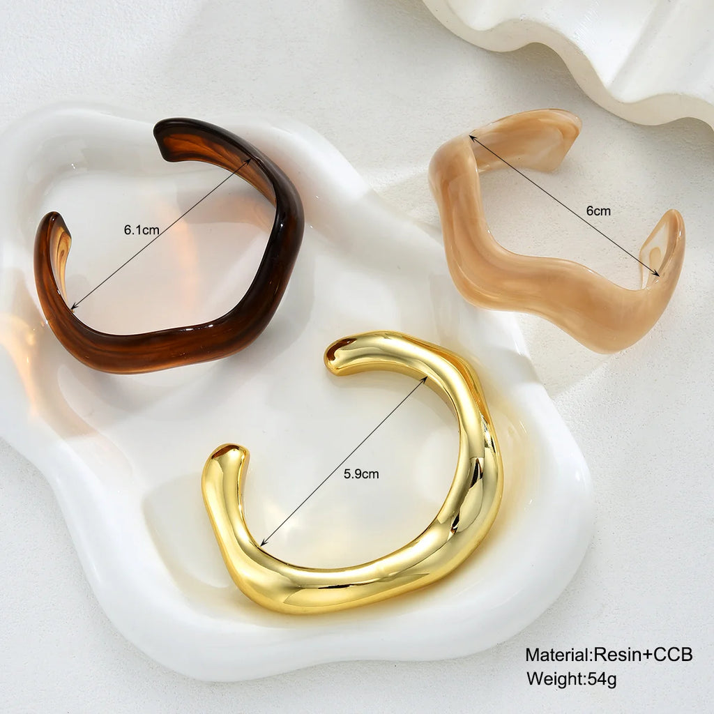 Lot de 3 bracelets manchettes ondulés