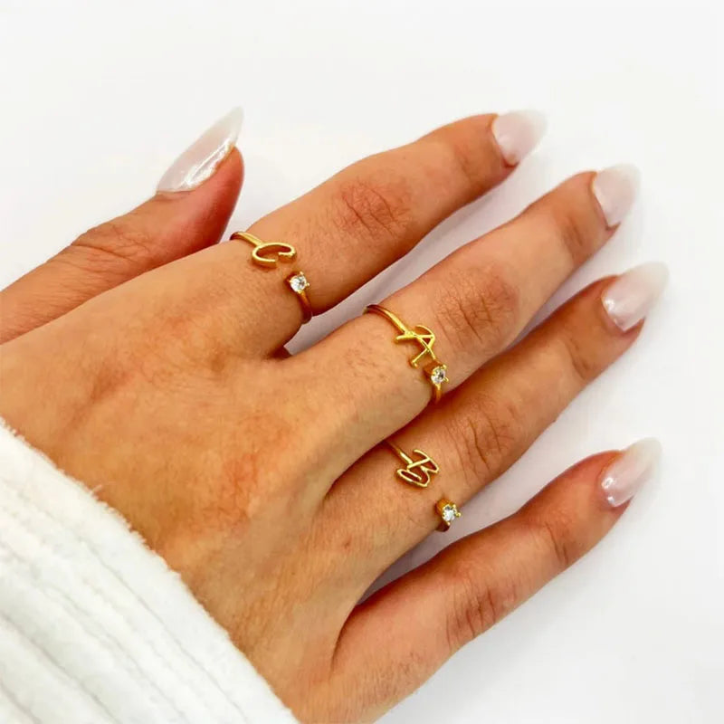 Bague Initiale A-Z — Personnalisée Acier Inoxydable