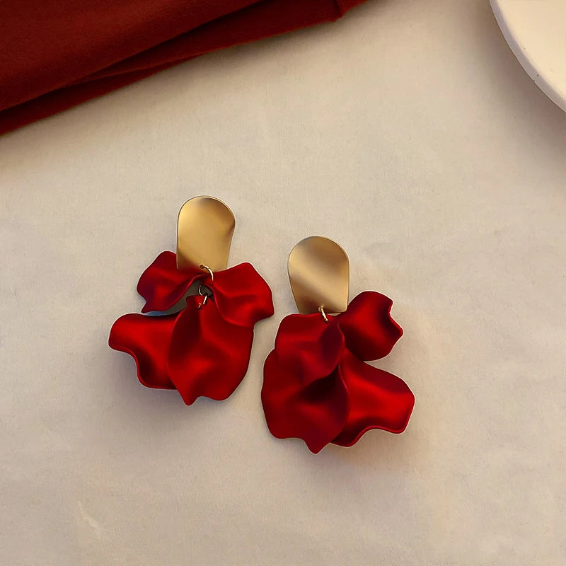 Boucles d'Oreilles Fleur Bohème Colorées — Pendentif Pétale