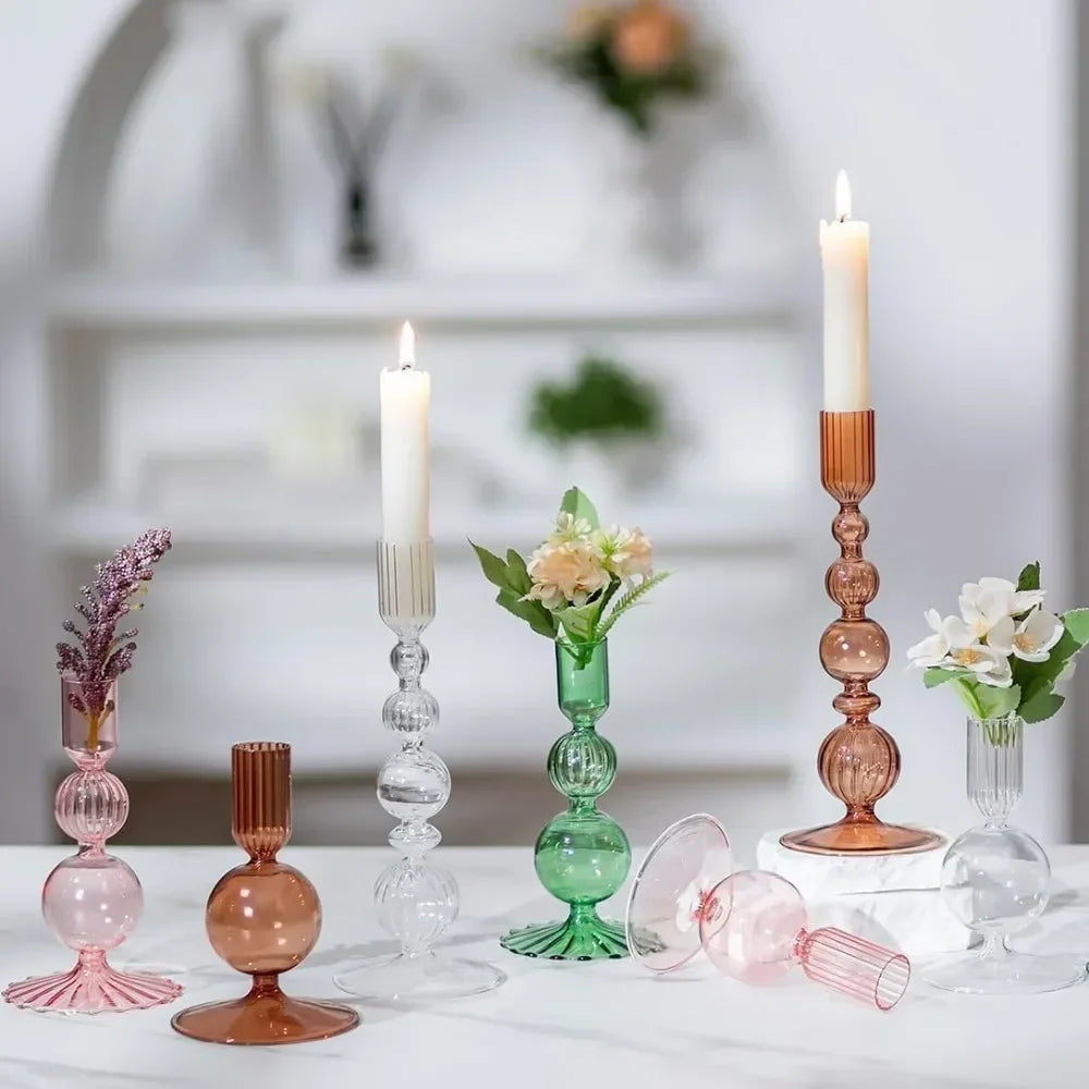 Lot de 3 bougeoirs en verre