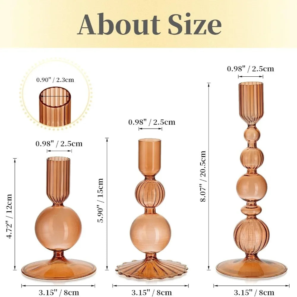 Lot de 3 bougeoirs en verre
