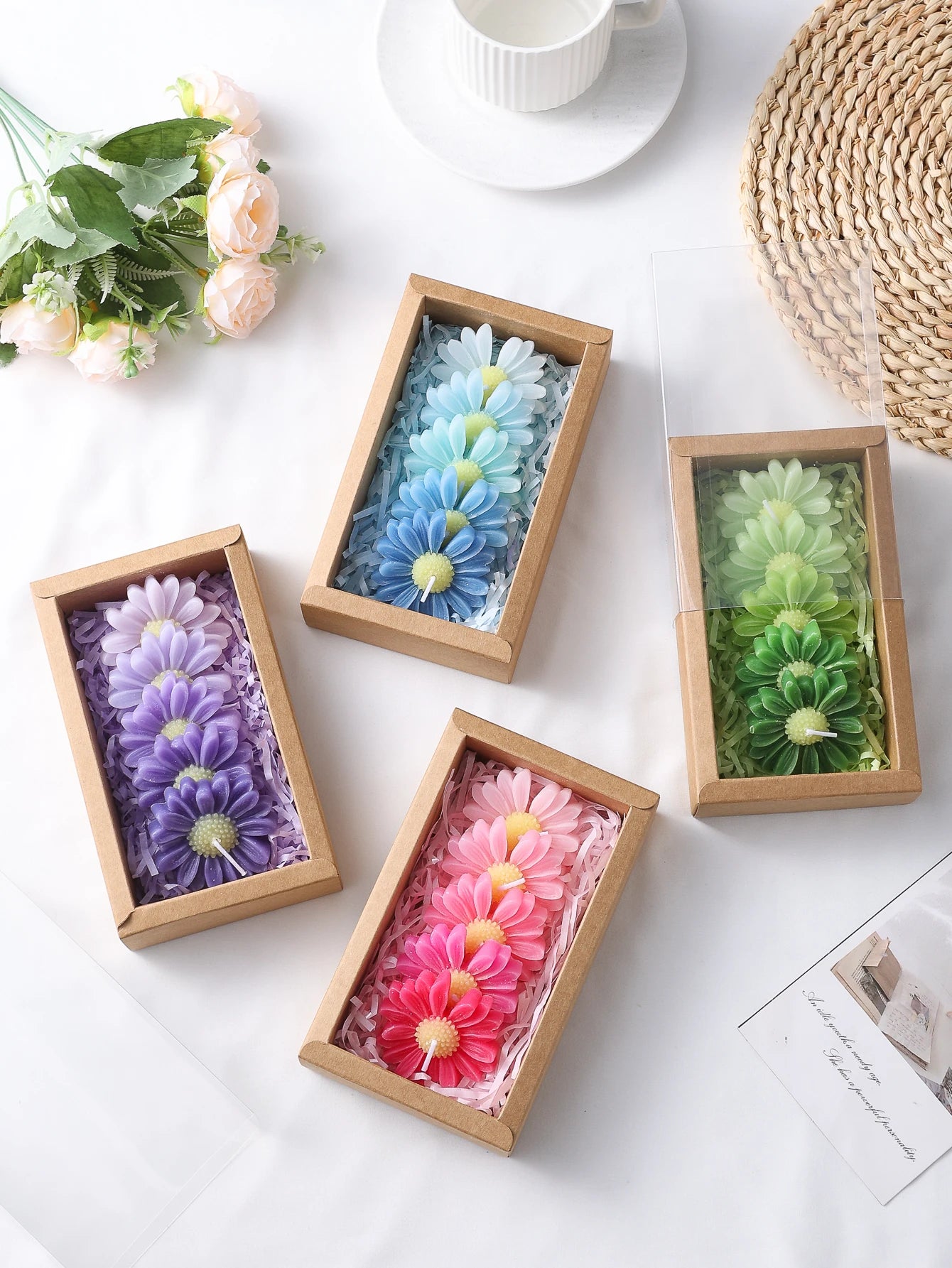 Ensemble de 5 Bougies Parfumées Marguerite — Déco Florale