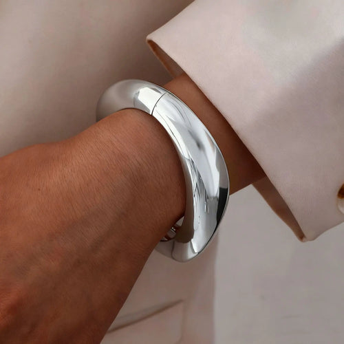 Bracelet Manchette Lisse Femme — Or & Argent
