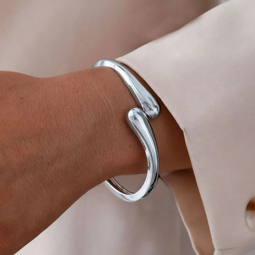 Bracelet Manchette Lisse Femme — Or & Argent
