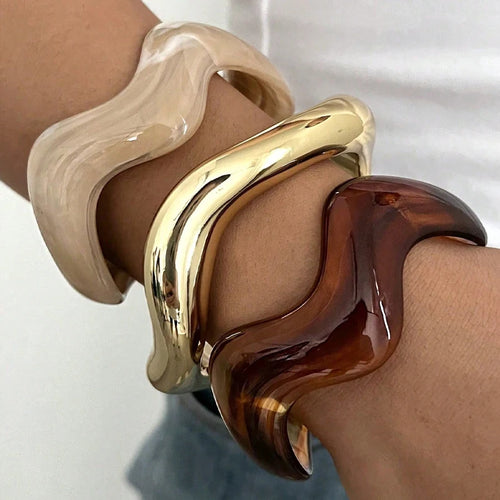 Lot de 3 bracelets manchettes ondulés