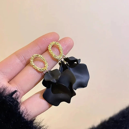 Boucles d'Oreilles Fleur Bohème Colorées — Pendentif Pétale