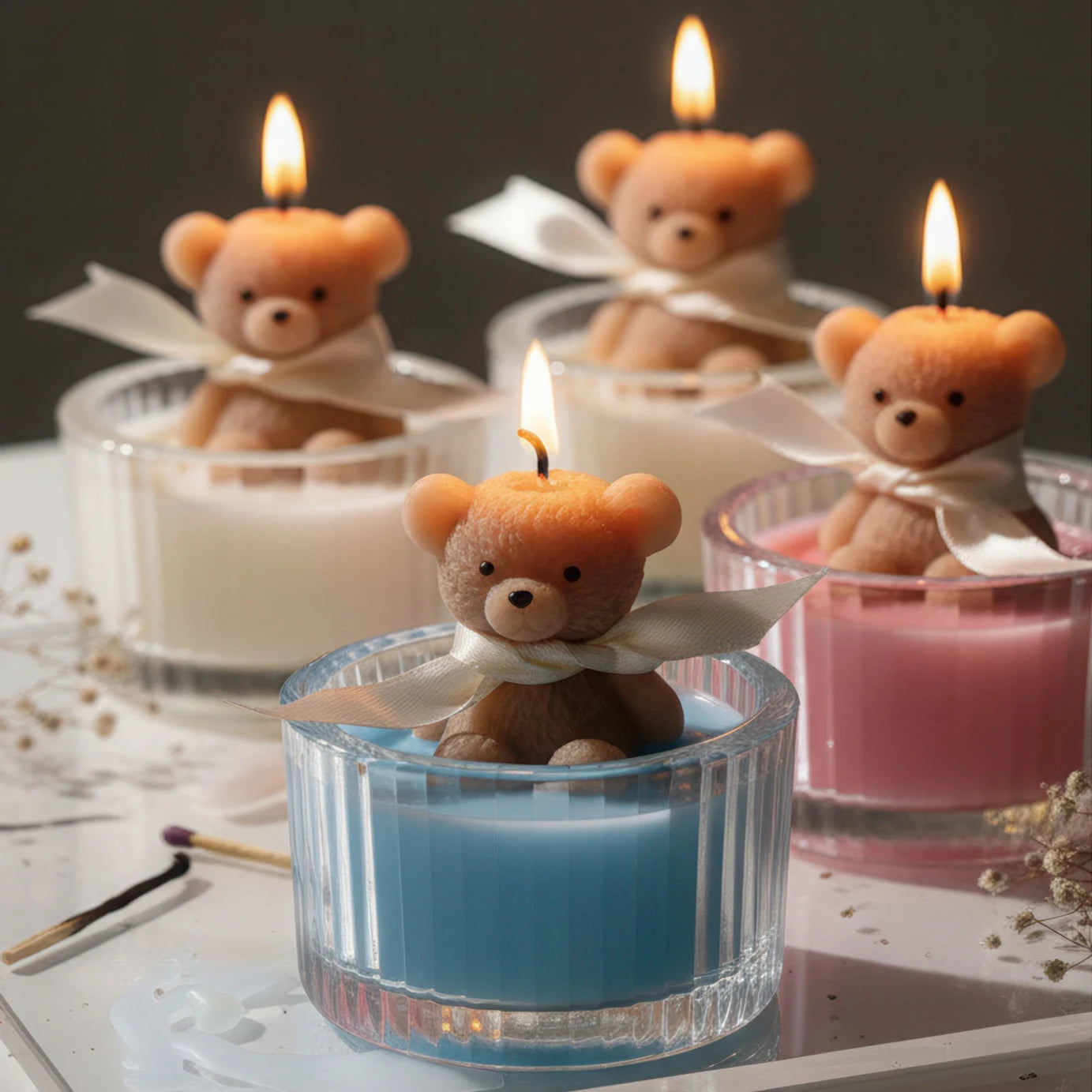 Bougie Ourson Teddy Bear — Cire de Soja, Pot en Verre & Parfum Envoûtant