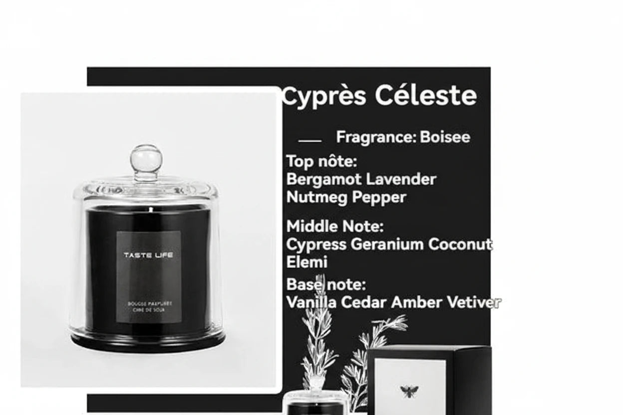 Bougie Parfumée Premium — Cloche en Verre & Huiles Essentielles, Sans Fumée