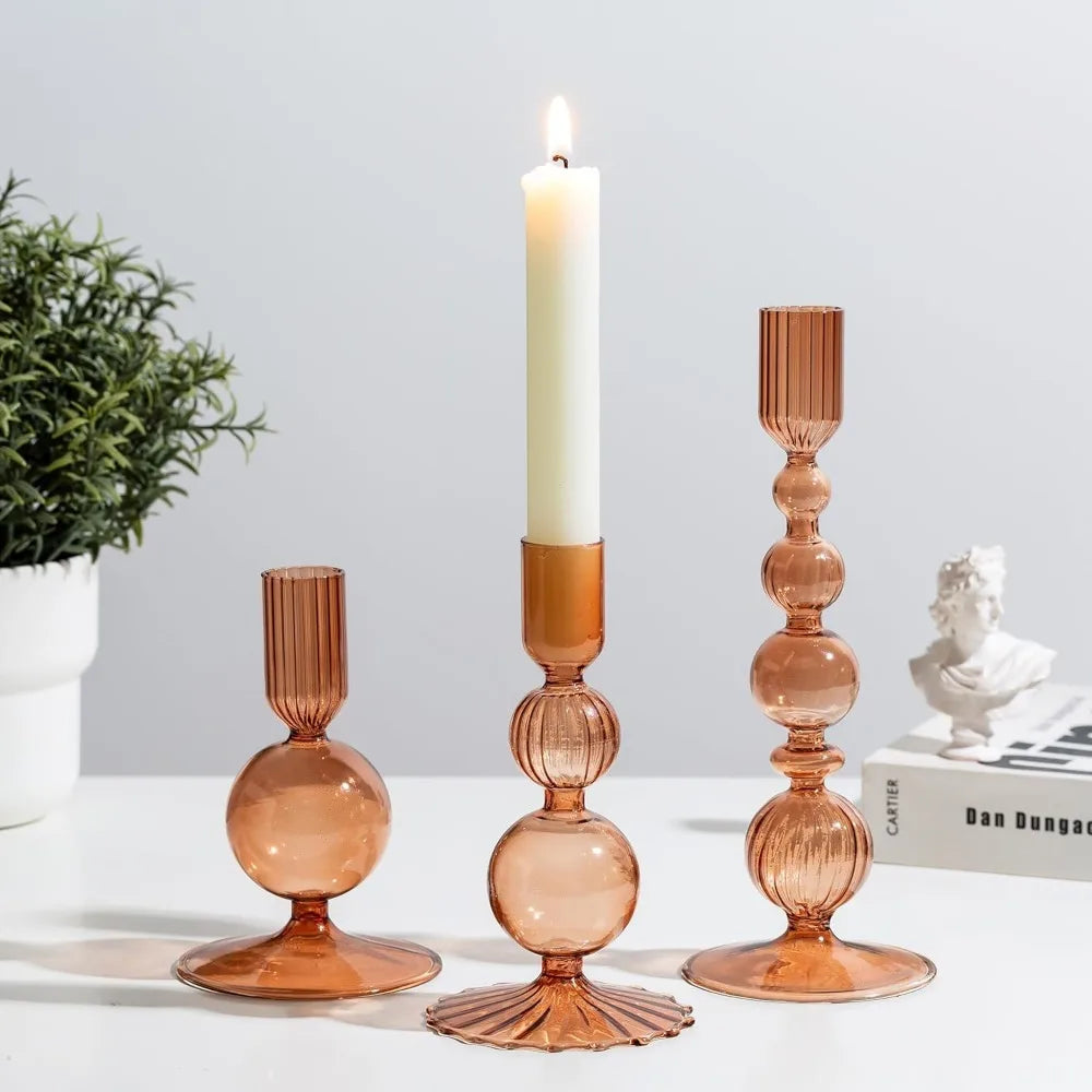 Lot de 3 bougeoirs en verre