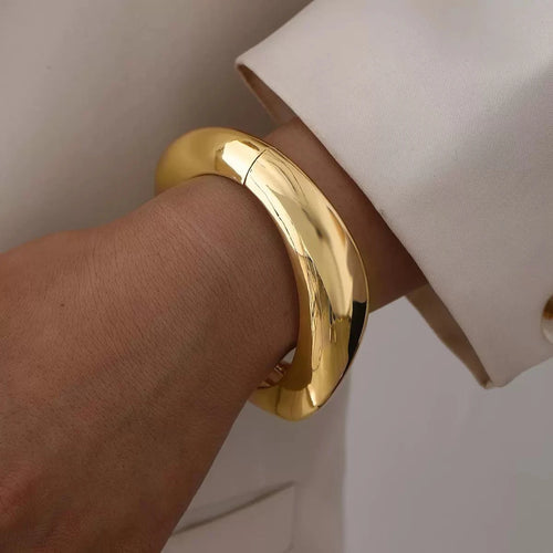 Bracelet Manchette Lisse Femme — Or & Argent