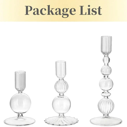 Lot de 3 bougeoirs en verre