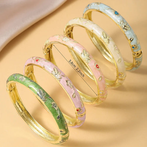 Bracelet Émail Fleuri Bohème — Set de 5
