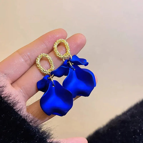 Boucles d'Oreilles Fleur Bohème Colorées — Pendentif Pétale