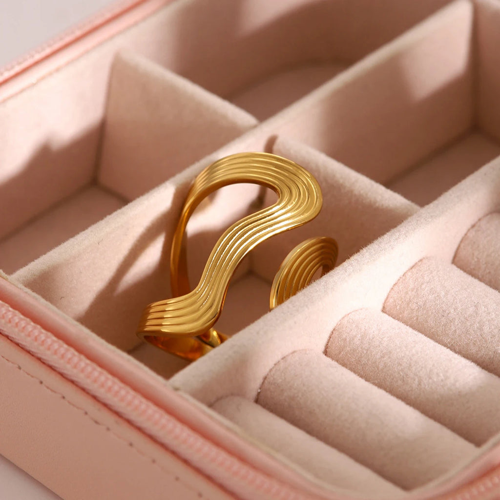Bague Fil Acier Inoxydable Plaqué Or 18K