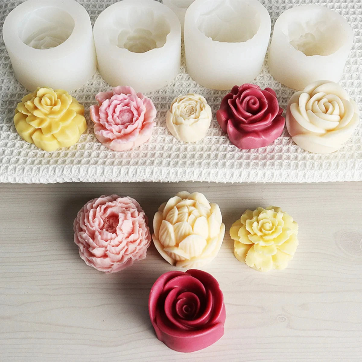 Moule à bougie en silicone Fleur de lotus Tournesol Pivoine Multi-styles Savon