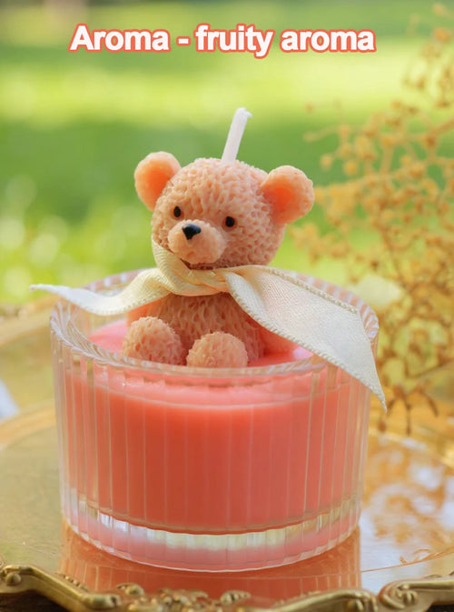 Bougie Ourson Teddy Bear — Cire de Soja, Pot en Verre & Parfum Envoûtant