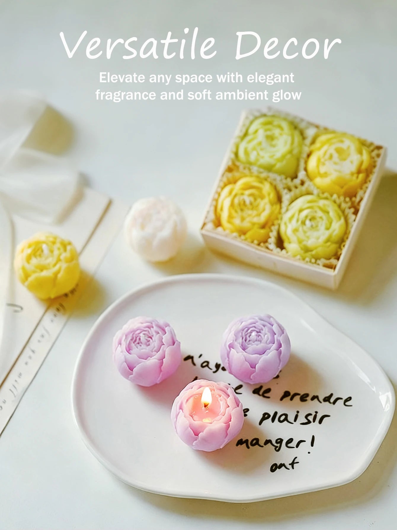 Bougie Marguerite Artisanale — Cire de Soja, 6 Couleurs & Déco Florale