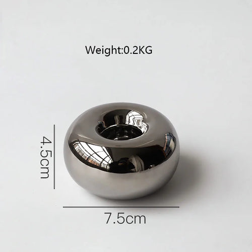 Luxury Electroplating Silver Geometric Ceramic Candlestick Ornaments