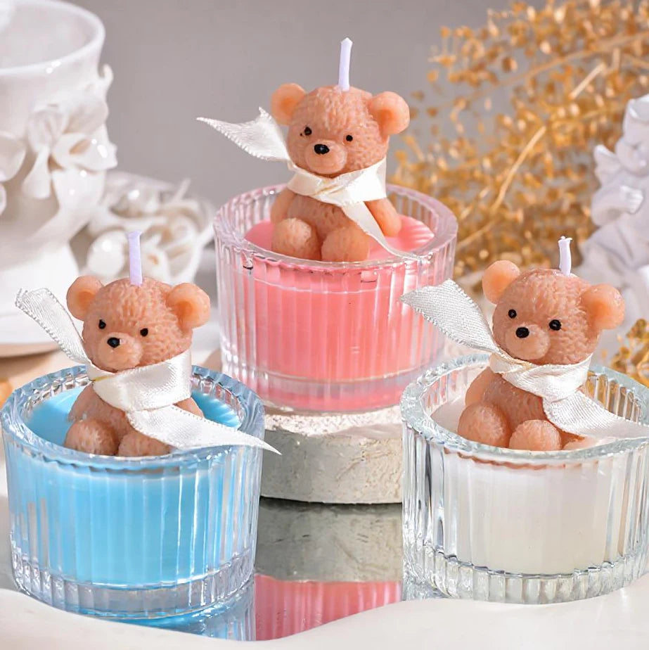 Bougie Ourson Teddy Bear — Cire de Soja, Pot en Verre & Parfum Envoûtant