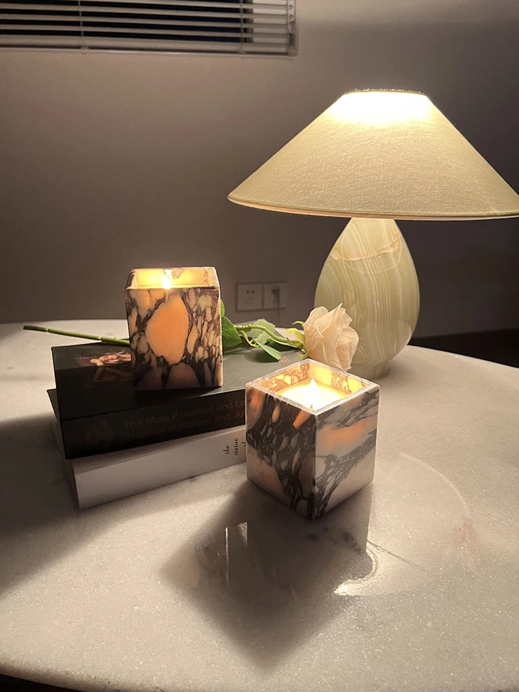 Pot en pierre naturelle Calacatta Viola, marbre violet Onyx