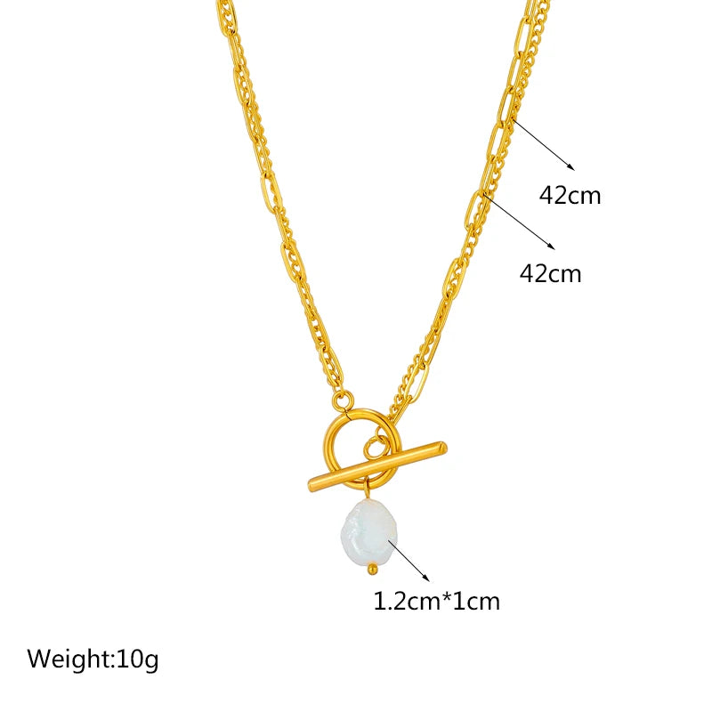 Collier Pendentif Perle & Fermoir OT — Acier Inoxydable 316L