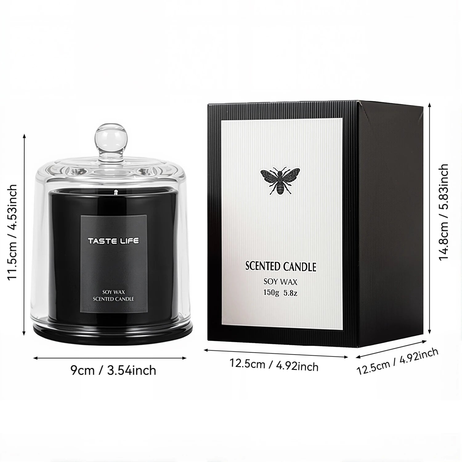 Bougie Parfumée Premium — Cloche en Verre & Huiles Essentielles, Sans Fumée
