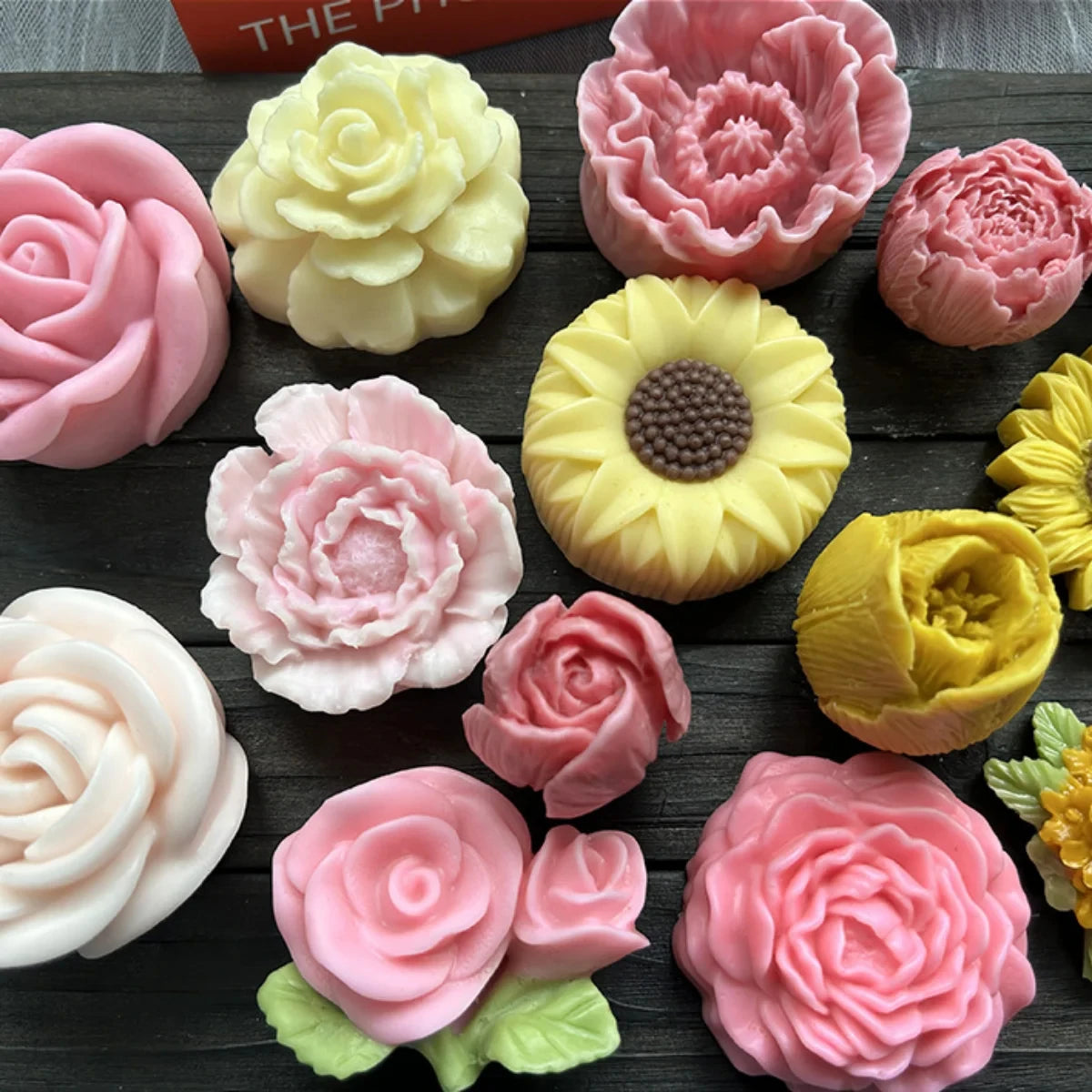 Moule à bougie en silicone Fleur de lotus Tournesol Pivoine Multi-styles Savon