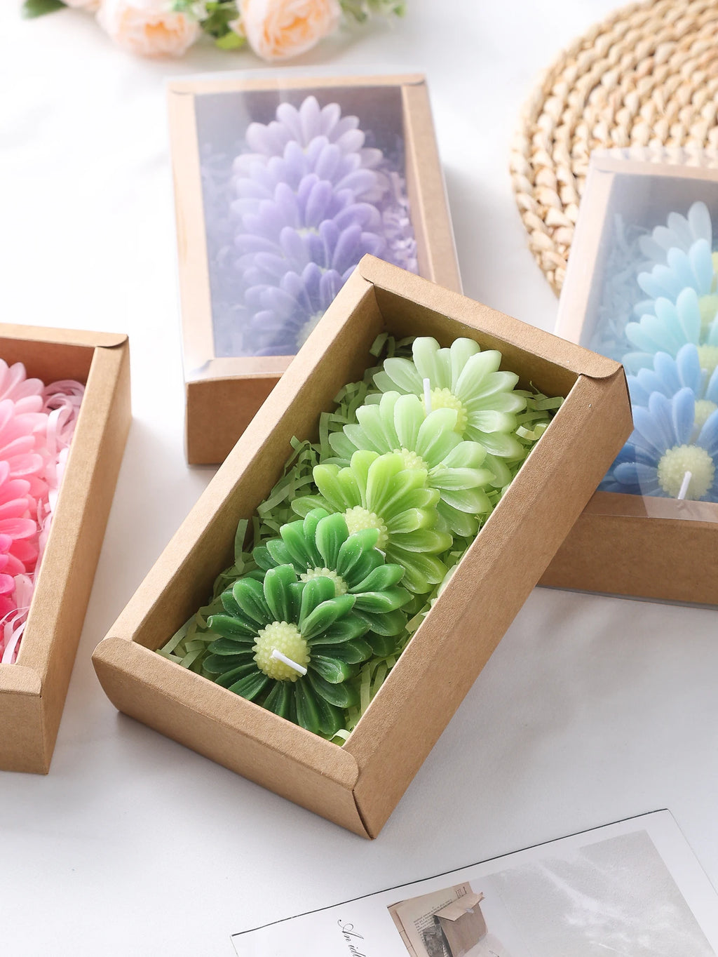 Ensemble de 5 Bougies Parfumées Marguerite — Déco Florale