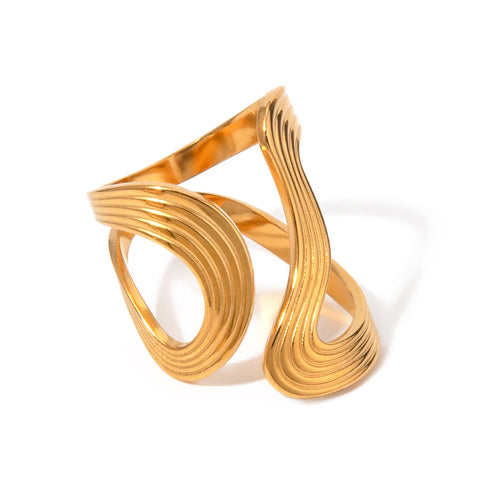 Bague Fil Acier Inoxydable Plaqué Or 18K