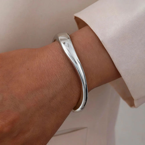 Bracelet Manchette Lisse Femme — Or & Argent