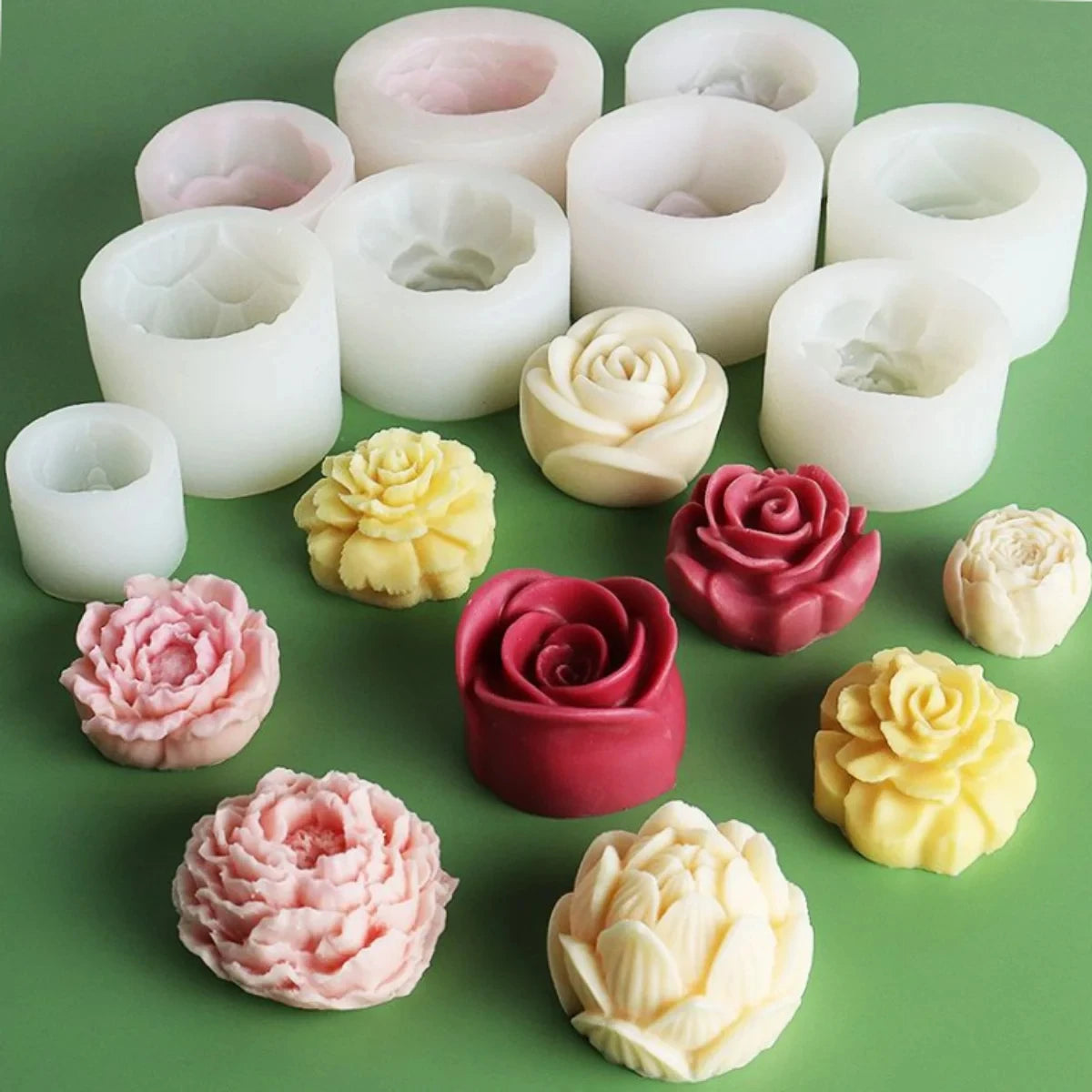 Moule à bougie en silicone Fleur de lotus Tournesol Pivoine Multi-styles Savon