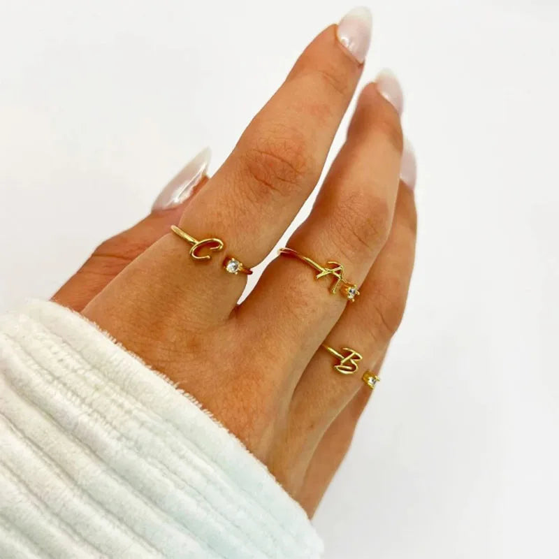 Bague Initiale A-Z — Personnalisée Acier Inoxydable