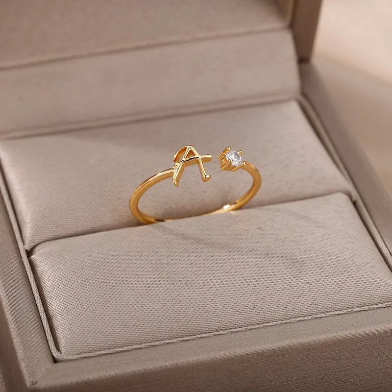 Bague Initiale A-Z — Personnalisée Acier Inoxydable