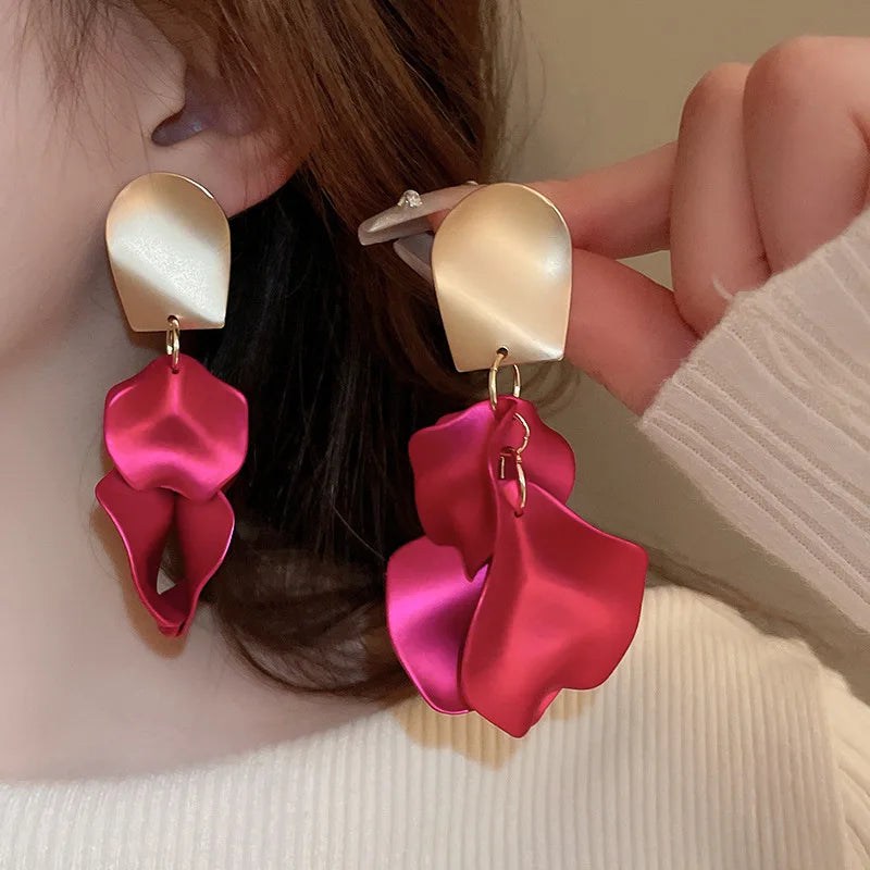 Boucles d'Oreilles Fleur Bohème Colorées — Pendentif Pétale