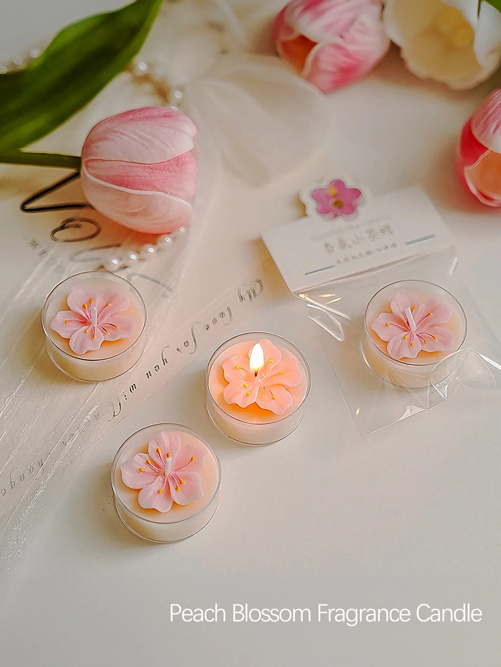 Coffret 4 Bougies Parfumées Fleur de Pêcher — Prêt-à-Offrir
