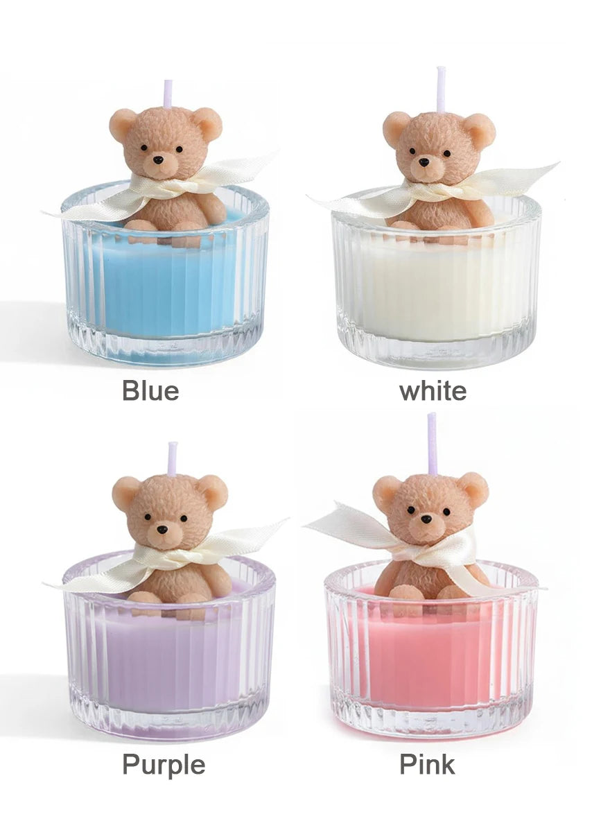 Bougie Ourson Teddy Bear — Cire de Soja, Pot en Verre & Parfum Envoûtant