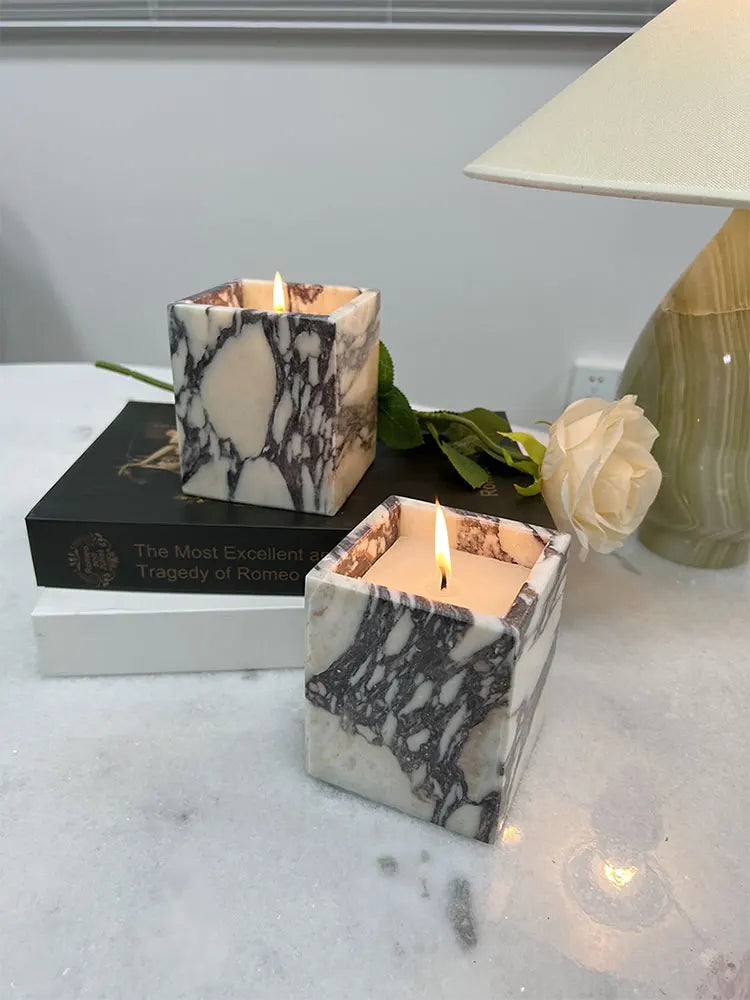 Pot en pierre naturelle Calacatta Viola, marbre violet Onyx